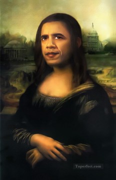 Fantasía popular Painting - Barack Obama como Mona Lisa Fantasía